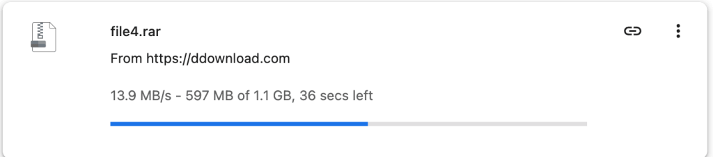 Premium DDownload browser test running at 13.9 MB/s